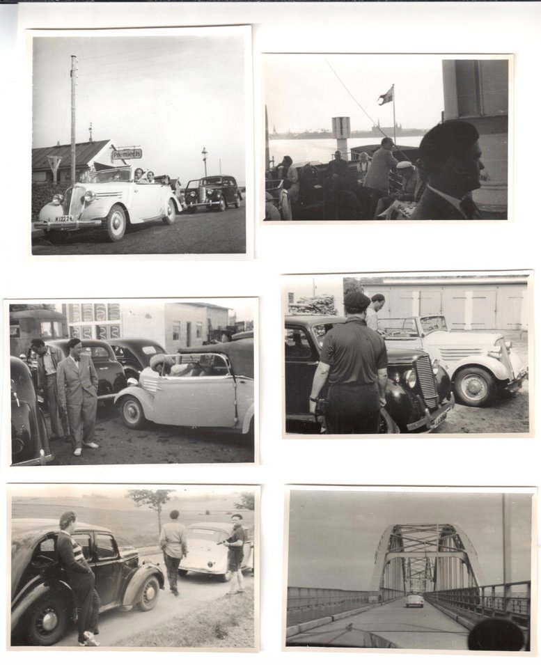 Bilsemestrar med Mr. Hillman (svarta bilen) och en äldre modell av Hillman (den flotta vita cabriolen)